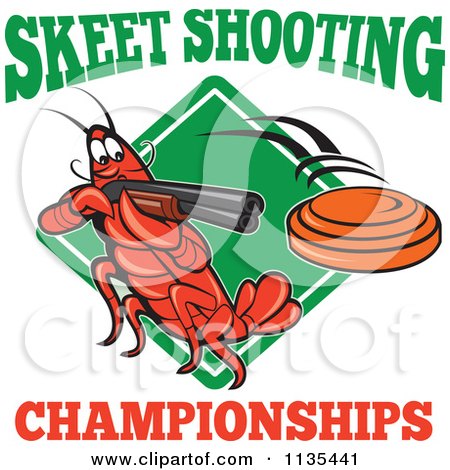 Clipart Of A Skeet Shooting Championships Crayfish Over A Diamond - Royalty Free Vector Illustration by patrimonio