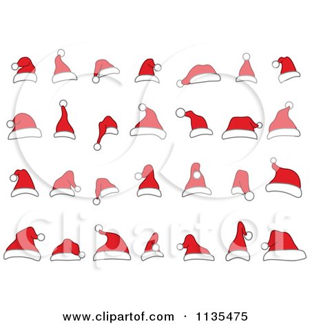 Cartoon Of Doodled Santa Hats - Royalty Free Vector Clipart by yayayoyo