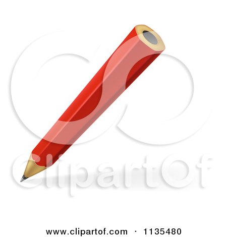 Clipart Of A Red Pencil Writing - Royalty Free Vector Illustration by AtStockIllustration