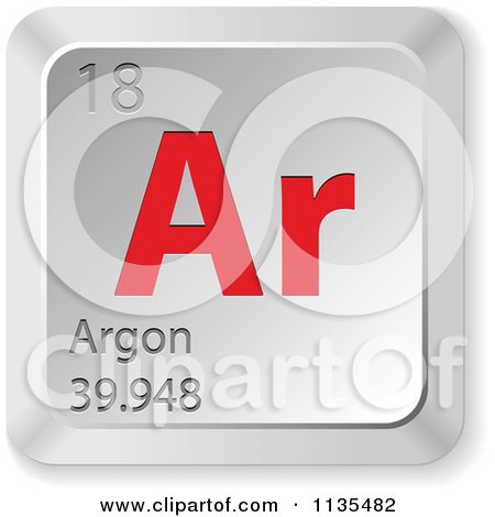 Clipart Of A 3d Red And Silver Argon Element Keyboard Button - Royalty Free Vector Illustration by Andrei Marincas