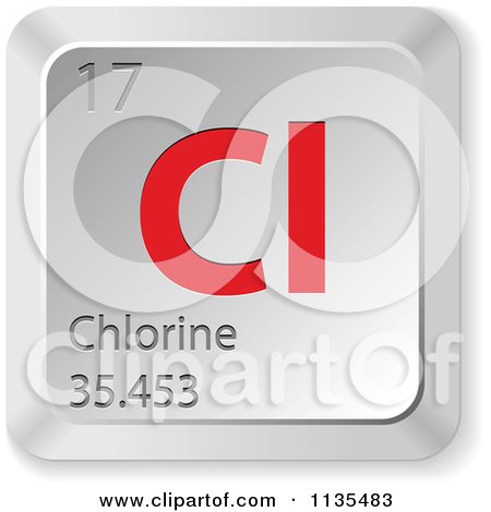 Clipart Of A 3d Red And Silver Chlorine Element Keyboard Button - Royalty Free Vector Illustration by Andrei Marincas