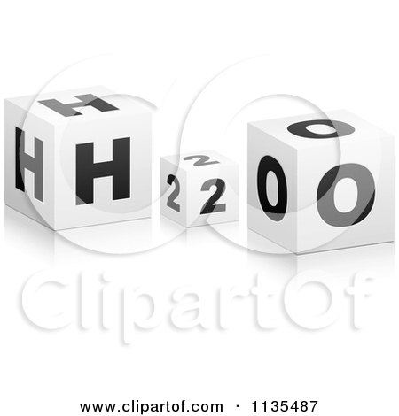 Clipart Of 3d Black And White H2o Cubes - Royalty Free Vector Illustration by Andrei Marincas
