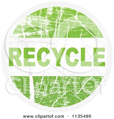 Clipart Of A Round Grungy Green Recycle Icon - Royalty Free Vector Illustration by Andrei Marincas