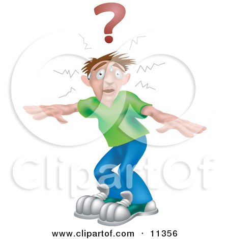 Scared and Confused Man Clipart Illustration by AtStockIllustration