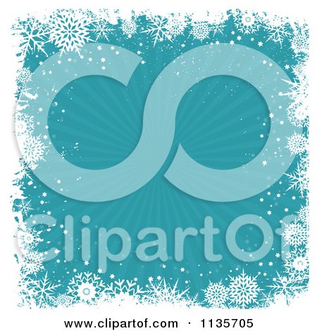 Clipart Of A Blue Christmas Snowflake Grunge Burst Background - Royalty Free Vector Illustration by KJ Pargeter