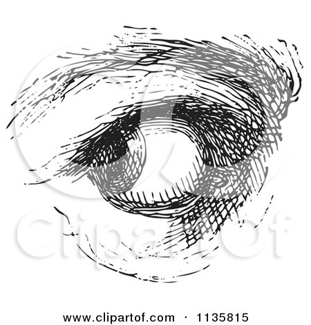 Clipart Of A Retro Vintage Watchful Eye In Black And White - Royalty Free Vector Illustration by Picsburg