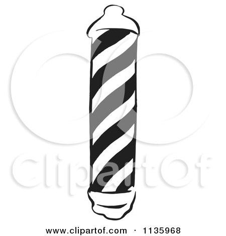 Clipart Of A Retro Vintage Black And White Barber Pole - Royalty Free Vector Illustration by Picsburg