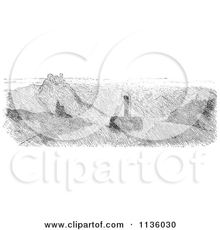 Clipart Of A Retro Vintage Fog On The Rhine In Black And White - Royalty Free Vector Illustration by Picsburg