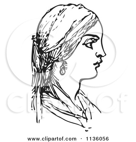 Clipart Of A Retro Vintage Woman In Black And White - Royalty Free Vector Illustration by Picsburg