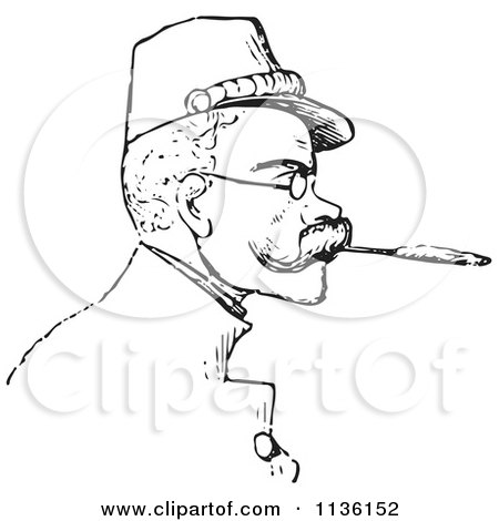 Clipart Of A Retro Vintage Sketch Of A Man In Black And White 3 - Royalty Free Vector Illustration by Picsburg