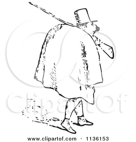 Clipart Of A Retro Vintage Sketch Of A Man In Black And White 2 - Royalty Free Vector Illustration by Picsburg