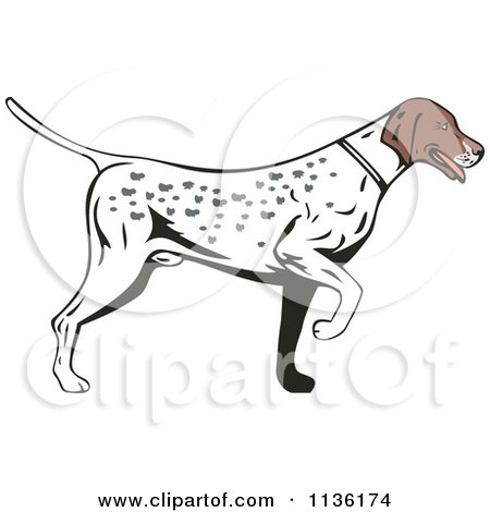Clipart Of A Retro Pointer Hunting Dog - Royalty Free Vector Illustration by patrimonio