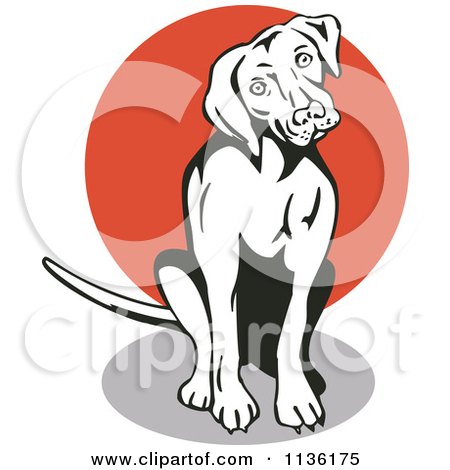 Clipart Of A Retro Curious Sitting Dog - Royalty Free Vector Illustration by patrimonio