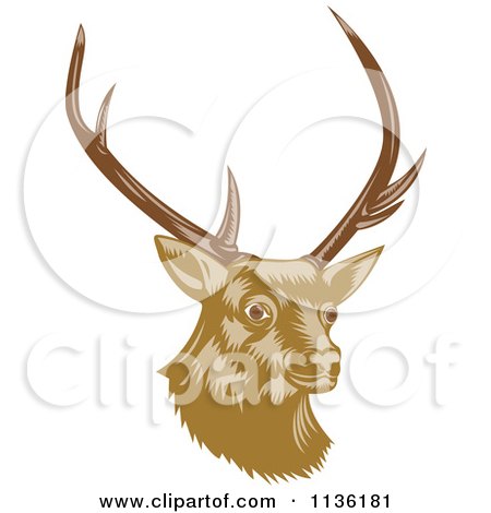 Clipart Of A Retro Deer Head With Antlers - Royalty Free Vector Illustration by patrimonio