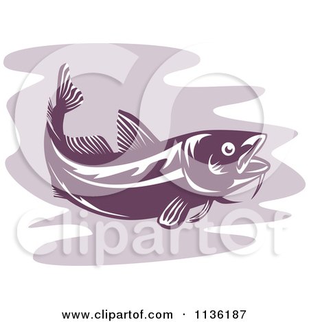 Clipart Of A Retro Cod Fish 4 - Royalty Free Vector Illustration by patrimonio