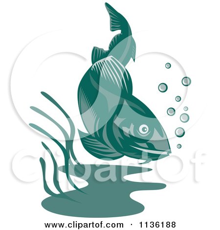 Clipart Of A Retro Cod Fish 2 - Royalty Free Vector Illustration by patrimonio