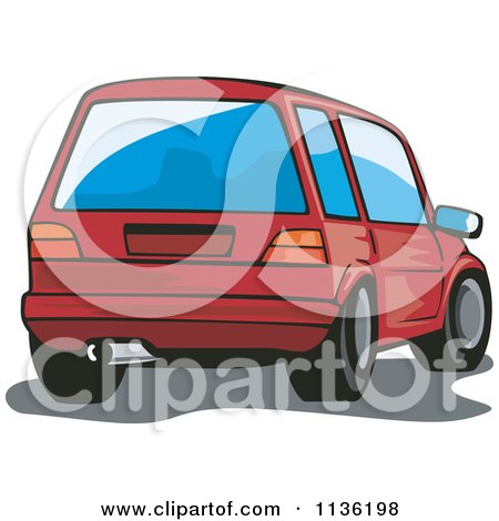 Clipart Of A Rear View Of A Vw Golf Car - Royalty Free Vector Illustration by patrimonio