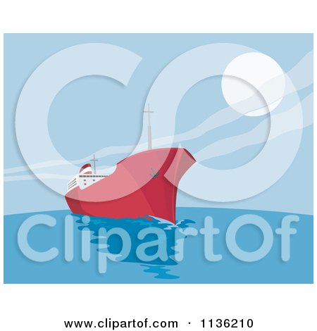 Clipart Of A Retro Commercial Tanker Ship 3 - Royalty Free Vector Illustration by patrimonio