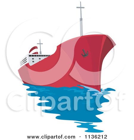 Clipart Of A Retro Commercial Tanker Ship 2 - Royalty Free Vector Illustration by patrimonio