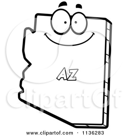 Cartoon Clipart Of An Outlined Mad Arkansas State Character - Black And White Vector Coloring Page by Cory Thoman