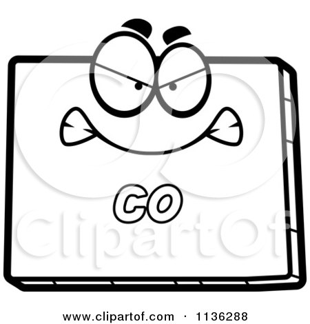 Cartoon Clipart Of An Outlined Mad Colorado State Character - Black And White Vector Coloring Page by Cory Thoman