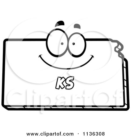 Cartoon Clipart Of An Outlined Mad Kansas State Character - Black And White Vector Coloring Page by Cory Thoman