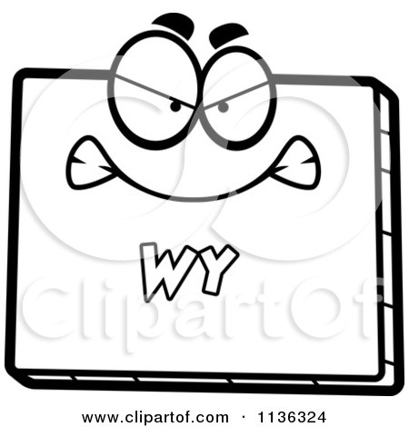 Cartoon Clipart Of An Outlined Mad Wyoming State Character - Black And White Vector Coloring Page by Cory Thoman