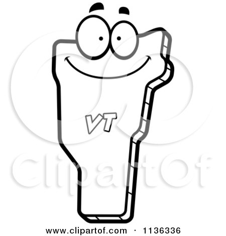 Cartoon Clipart Of An Outlined Happy Vermont State Character - Black And White Vector Coloring Page by Cory Thoman