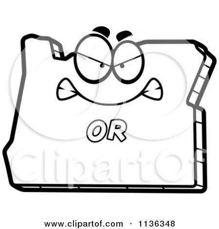 Cartoon Clipart Of An Outlined Mad Oregon State Character - Black And White Vector Coloring Page by Cory Thoman