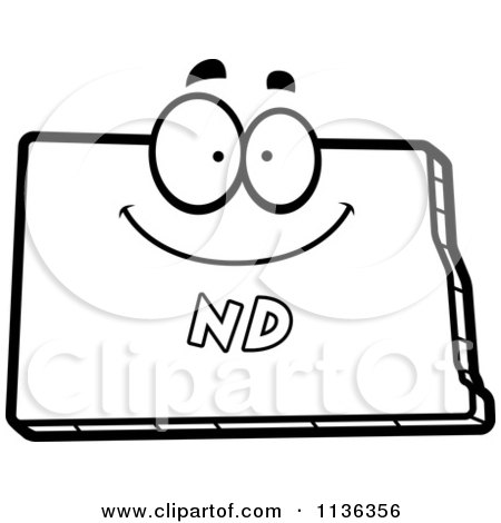 Cartoon Clipart Of An Outlined Happy North Dakota State Character - Black And White Vector Coloring Page by Cory Thoman