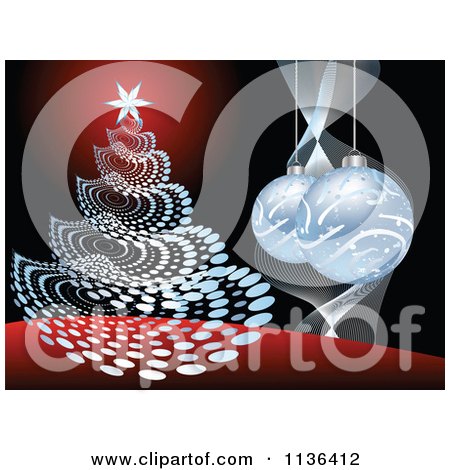 Cartoon Of A Dot Christmas Tree With Baubles And Waves - Royalty Free Vector Clipart by Andrei Marincas
