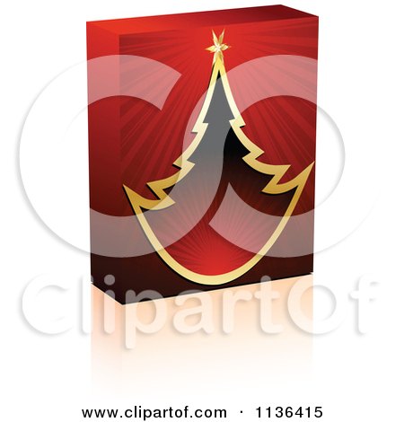 Cartoon Of A 3d Christmas Tree Software Box And Shadow - Royalty Free Vector Clipart by Andrei Marincas