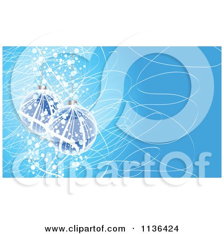 Cartoon Of Christmas Baubles And White Scribbles Over Blue - Royalty Free Vector Clipart by Andrei Marincas