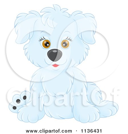 Cartoon Of A Cute White Puppy Dog - Royalty Free Vector Clipart by Alex Bannykh