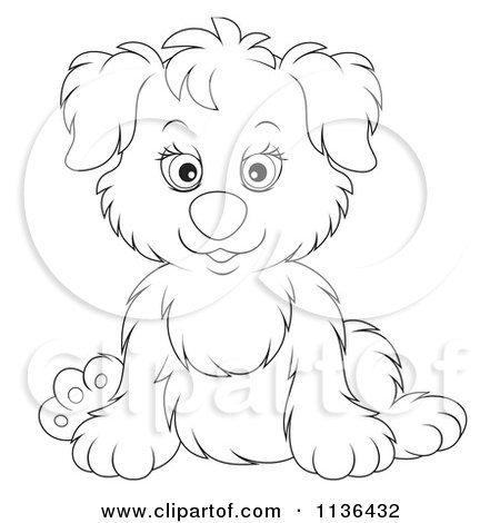 Cartoon Of A Cute Outlined Puppy Dog - Royalty Free Vector Clipart by Alex Bannykh