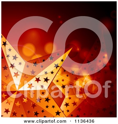 Clipart Of A Christmas Background Of Metal Stars And Flares - Royalty Free Vector Illustration by elaineitalia