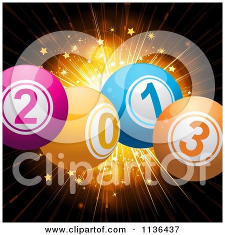 Clipart Of A New Year 2013 Bingo Ball Burst - Royalty Free Vector Illustration by elaineitalia