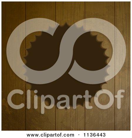 Clipart Of A Serated Cut Out Frame Over Wood Panels - Royalty Free Vector Illustration by elaineitalia