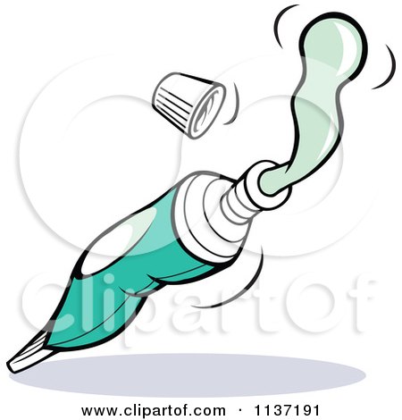Cartoon Of A Tooth Paste Shooting Out Of A Tube - Royalty Free Vector Clipart by Johnny Sajem