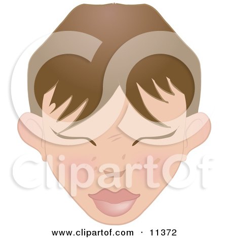 Woman's Face With Bangs and Closed Eyes Clipart Illustration by AtStockIllustration