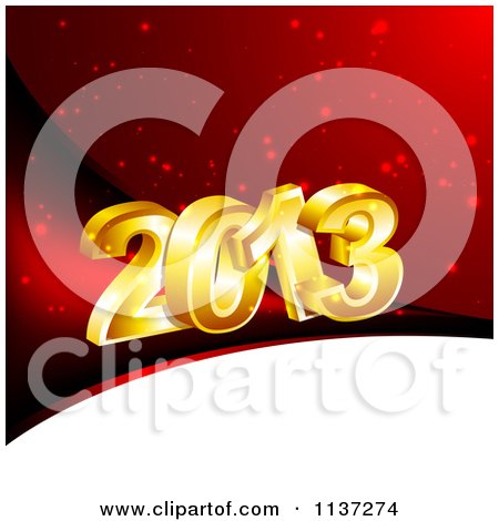 Clipart Of 3d Gold New Year 2013 On Red And White - Royalty Free Vector Illustration by vectorace