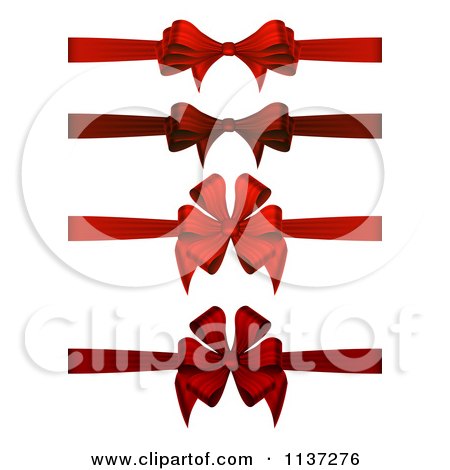 Clipart Of Red Christmas Gift Bows And Ribbons - Royalty Free Vector Illustration by vectorace
