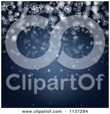 Clipart Of A Blue Winter Or Christmas Snowflake Background With Copyspace 6 - Royalty Free Vector Illustration by vectorace