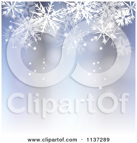 Clipart Of A Blue Winter Or Christmas Snowflake Background With Copyspace 2 - Royalty Free Vector Illustration by vectorace