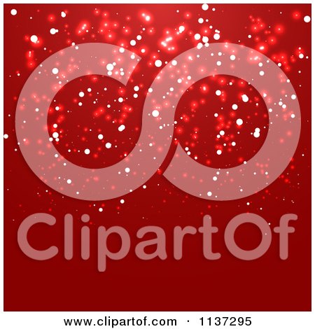 Clipart Of A Red Glittery Snow Christmas Magic Background - Royalty Free Vector Illustration by vectorace