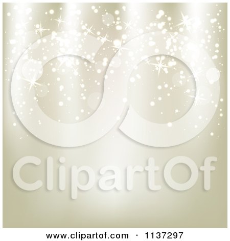 Clipart Of A Gold Glittery Snow Christmas Magic Background - Royalty Free Vector Illustration by vectorace