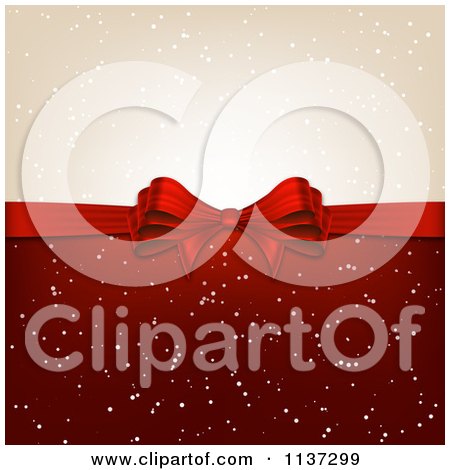 Clipart Of A Red Christmas Gift Bow With Snow - Royalty Free Vector Illustration by vectorace