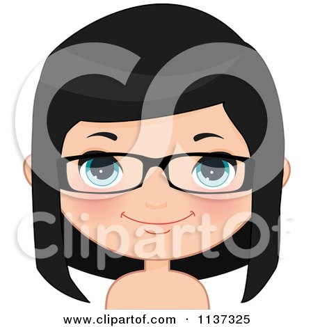 Cartoon Of A Happy Girl Wearing Glasses 2 - Royalty Free Vector Clipart by Melisende Vector