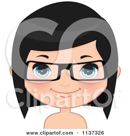 Cartoon Of A Happy Girl Wearing Glasses 3 - Royalty Free Vector Clipart by Melisende Vector
