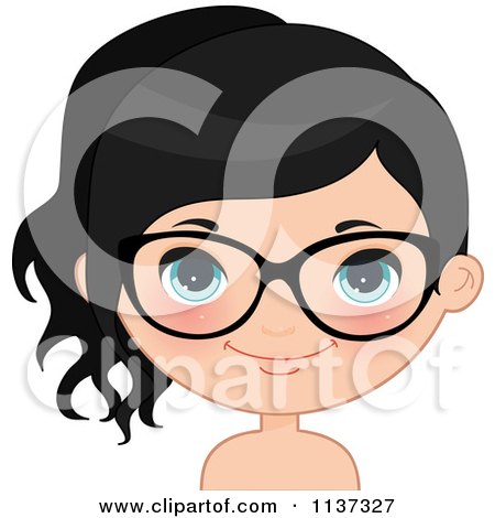 Cartoon Of A Happy Girl Wearing Glasses 4 - Royalty Free Vector Clipart by Melisende Vector